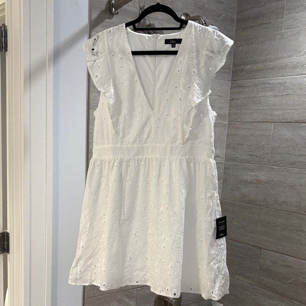 White Eyelet Mini Dress